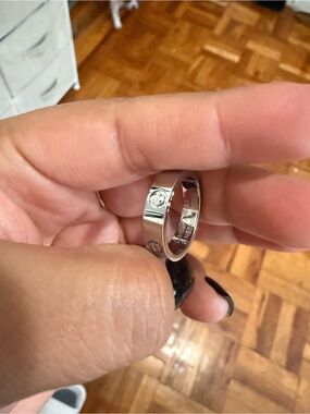 Sterling Silver Stacked Screw Motif Band - Unknown Brand
